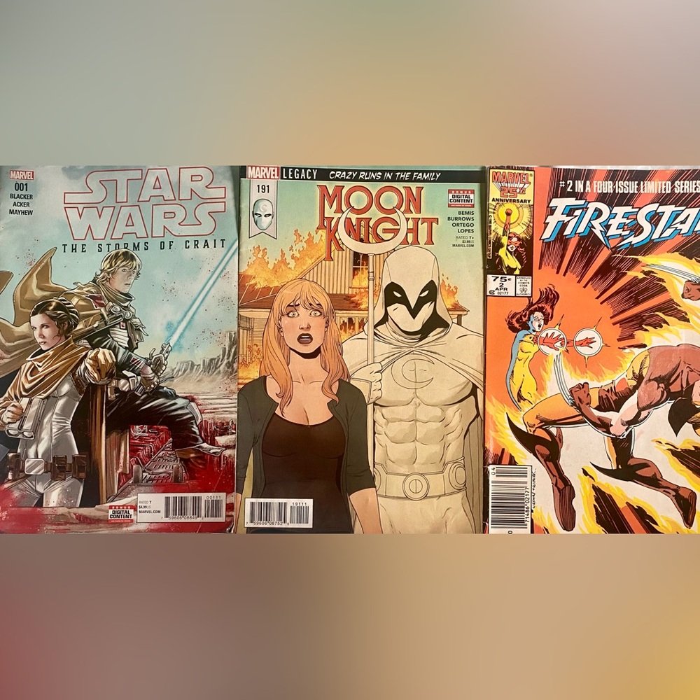 Marvel Comic Book Lot – Moon Knight, Star Wars #1, And Firestar